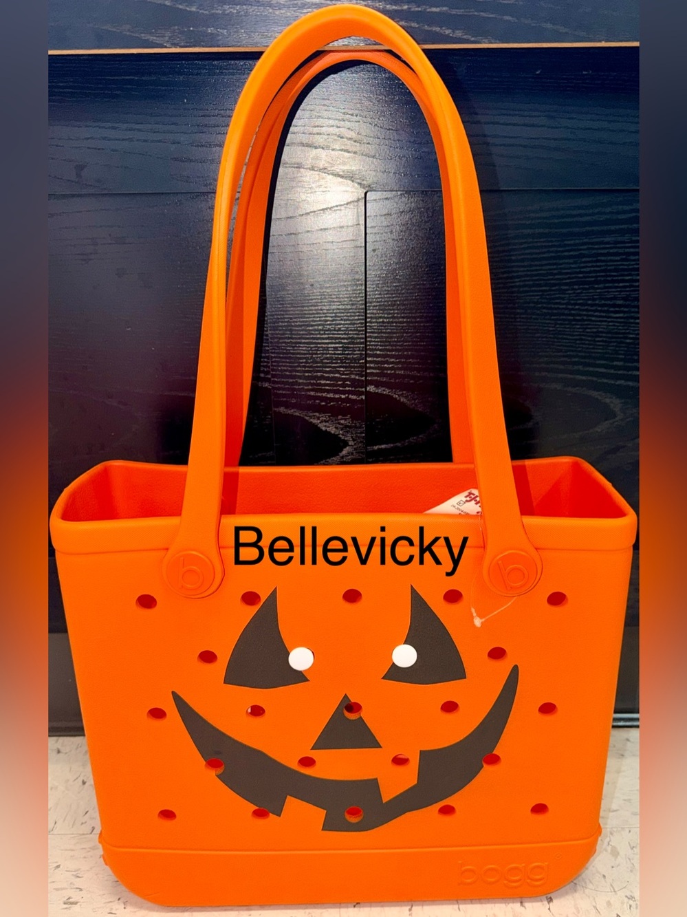 Orange Halloween Bogg Tote Bag - Pumpkin Face